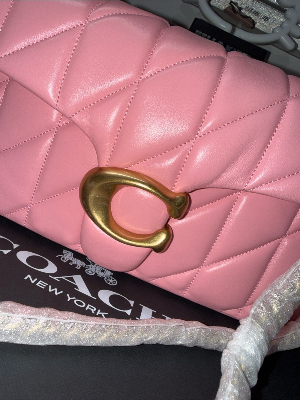 NWT COACH CP150  Brass/Flower Pink Tabby Shoulder Bag 26 With Pillow Quilting - Picture 6 of 15